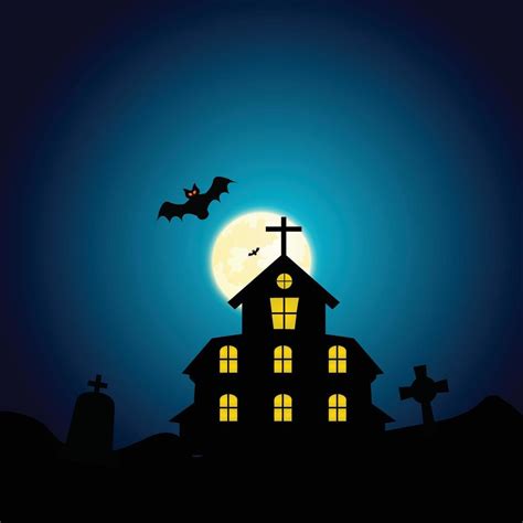 Halloween Hunted House Flat Design 12049273 Vector Art At Vecteezy