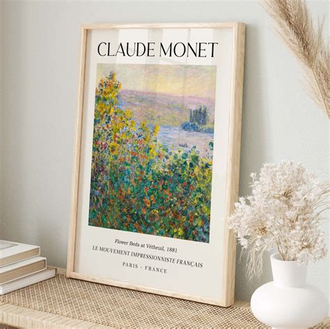 Claude Monet Flower Beds at Vétheuil Poster Gallery Exhibition Wall