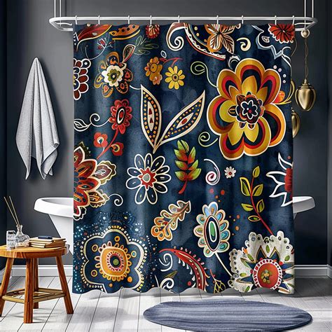 Transform Your Bathroom With Boho Floral Paisley Shower Curtains