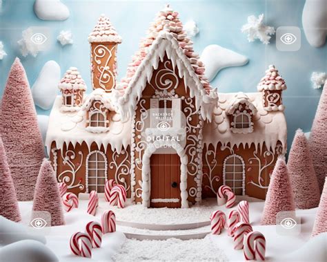 Gingerbread House Backdrop Digital Download Photoshop Overlays