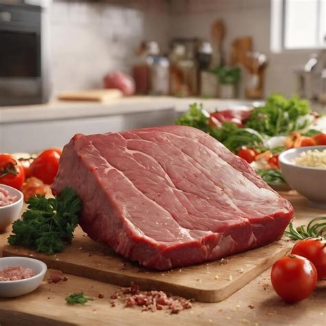 Carne Envasada Al Vacío En El Mostrador Foto Premium
