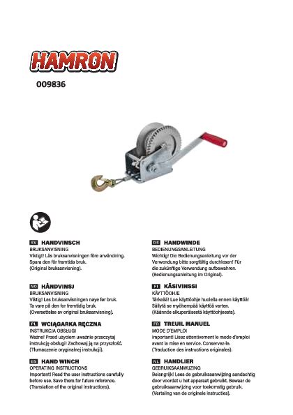 Jula Hamron Manual Hand Winch 10m X 5mm Cable User Guide