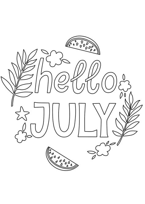 Printable Hello July Coloring Page Download Print Or Color Online