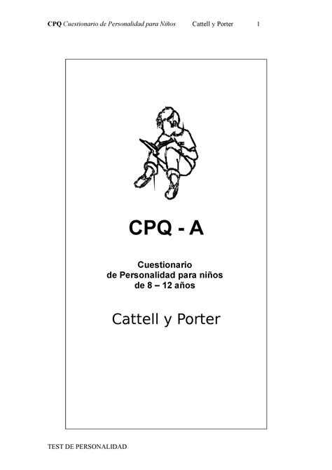 Cpq Manual Ficha Cpq A Cuestionario De Personalidad Para Ni Os