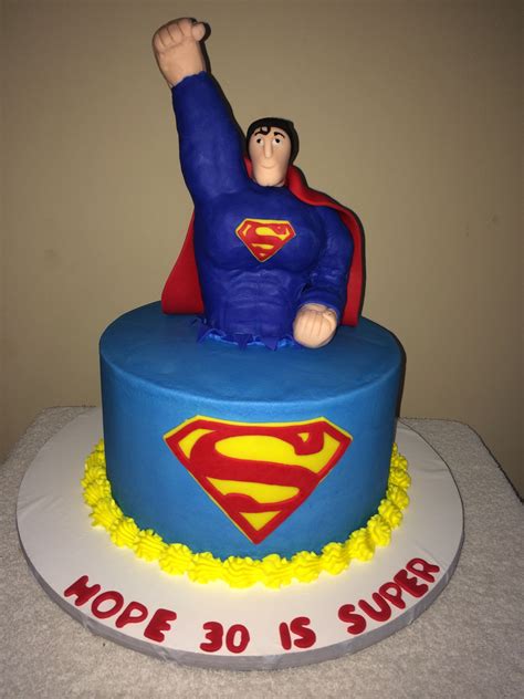 Superman Cake With Buttercream Icing Edible Handmade Superman Is Wrapped In Fondant Edible