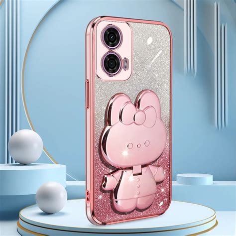 Soft Case For Motorola Moto G14 G24 G54 G84 G04 G04s Cute Rabbit Mirror