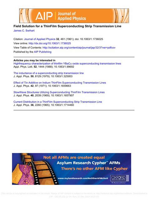 PDF Field Solution For A Thin Film Superconducting Strip Transmission