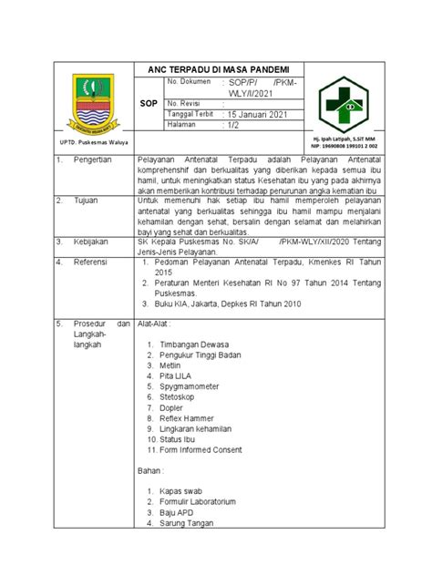 Sop Anc Terpadu 2021 Waluya Mau Di Pdf Kan Pdf