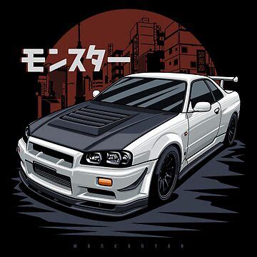 Monster Skyline GTR R34 Sticker For Sale By OlegMarkaryan Redbubble