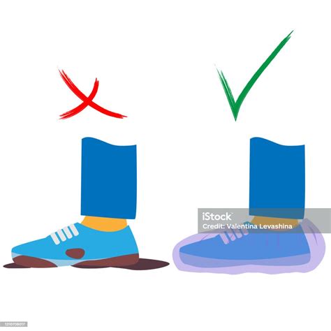 Dirty Shoes With Shoe Covers And No Shoe Covers Stock Illustration