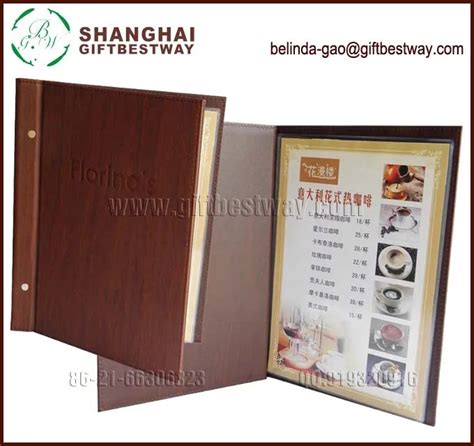 Fashional Pu Wood Leather Restaurant Menu Cover Buy Menu Cover