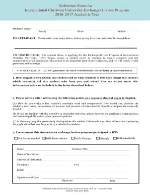 Fillable Online Eap Ucop Icu Reference Form Icu Exchange Invitee