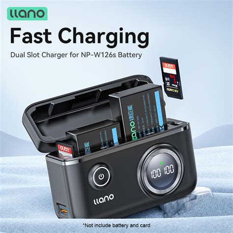 LLANO Camera Battery Charger Dual Slot Digital Display With SD Card