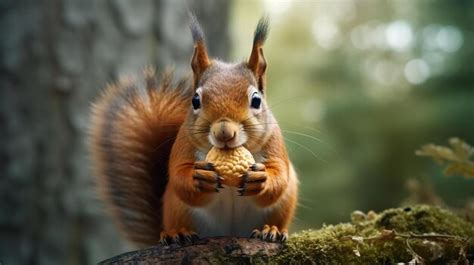 Premium AI Image A Squirrel Holding A Nut