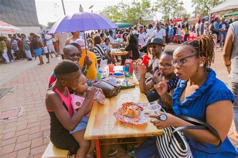 Diverse African People At A Bread Based Street Food Outdoor Festival