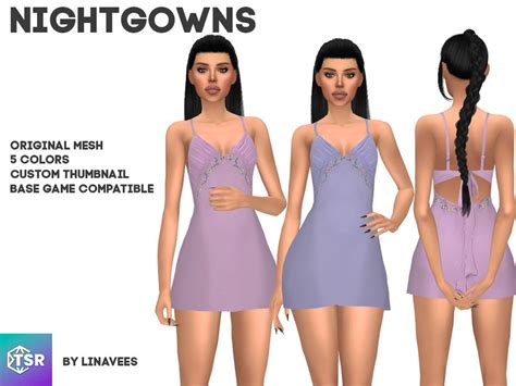 The Sims Resource Leila Embroidered Nightgown