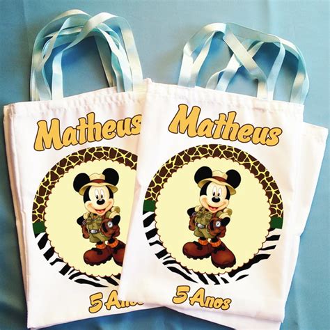 Bolsinha Ecobag Sacolinha Personalizada Safari Do Mickey No Elo