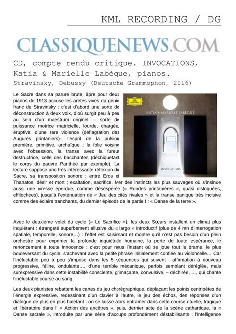 PDF CD Compte Rendu Critique INVOCATIONS Katia Le Jeu