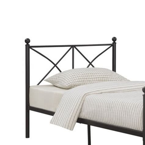 Adam 79 Inch Metal Full Size Bed Frame Crossed Bars Matte Black