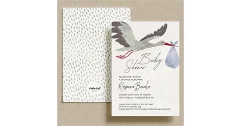 Blue Stork Baby Shower Invitation Zazzle