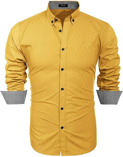 Coofandy Mens Business Dress Shirt Long Sleeve Casual Slim Fit Button