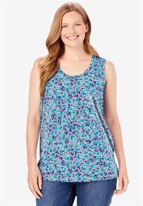 Perfect Printed Scoopneck Tank Woman Within