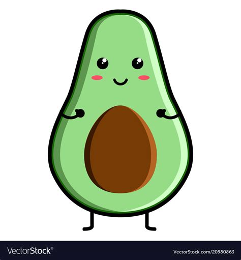 Cute Avocado Emoticon Royalty Free Vector Image