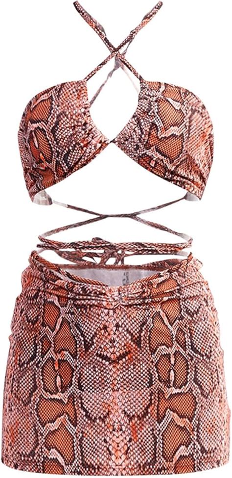 Bikini Sets For Women Women S New Snakeskin Print Sexy Split Three