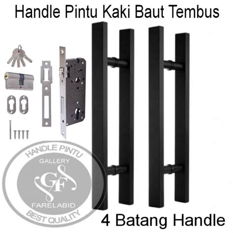 Jual Handle Pintu Baut Tembus 60 Cm Set Kunci Gagang Pintu Kaca