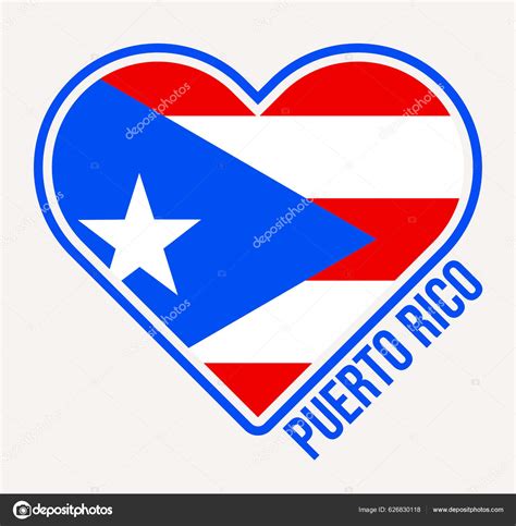 Puerto Rico Heart Flag Badge Made Love Puerto Rico Logo Vector De Stock