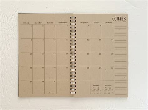 2023 Small Kraft Monthly Spiral Planner Pages Between Months - Etsy