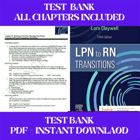 LPN To RN Transitions 5th Edition By Lora Claywell Test Bank Inspire