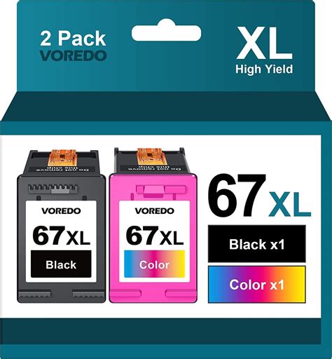 Voredo 67xl For Hp 67 Ink Cartridges Black Color Combo Pack Hp67 Xl Hp67xl Printer Envy 6055