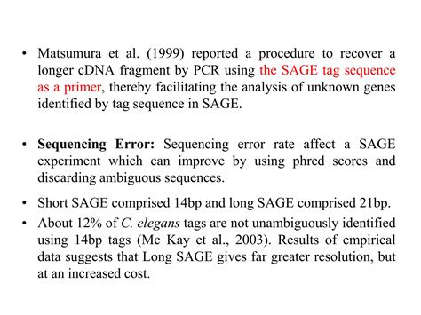 Sage Serial Analysis Of Gene Expression Ppt