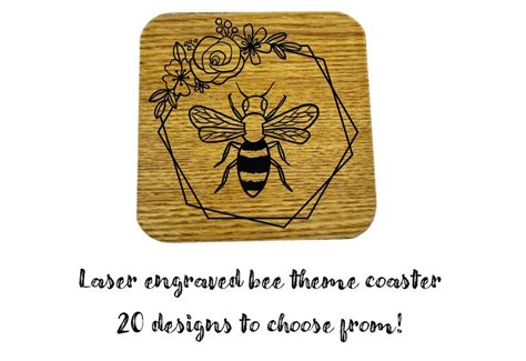 Bee Coaster Choice Of 20 Designs Made To Order Laser Engraved