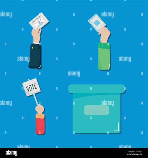 Elections Day And Vote Icon Set Over Blue Background Colorful Design