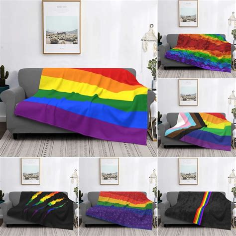 Ultra Soft Fleece Gay Pride Rainbow Flag Throw Blanket Warm Flannel