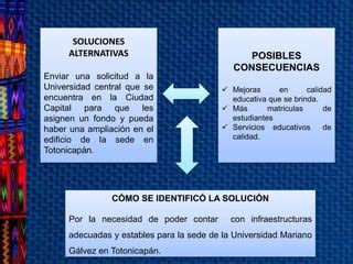 Caso infraestructura de la Universidad Mariano Gálvez sede Totonicapán