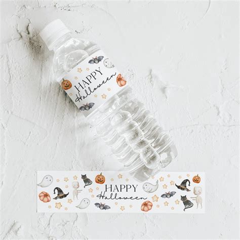 Printable Halloween Water Bottle Labels Template Halloween Etsy