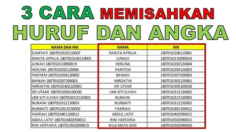 3 Cara Memisahkan Huruf Dan Angka Di Excel YouTube