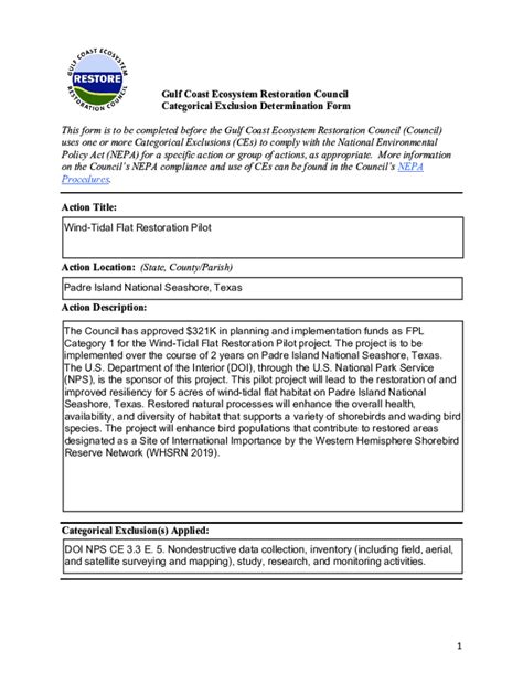 Fillable Online Nepa Categorical Exclusion Form Fax Email Print