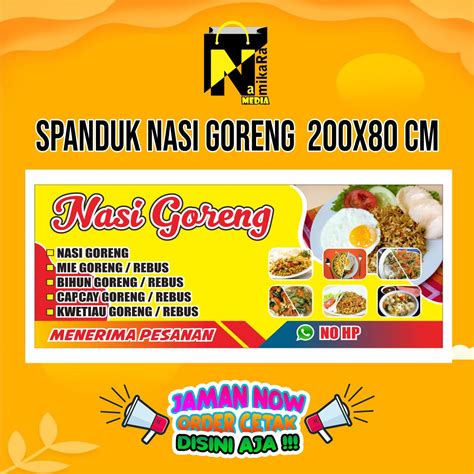 Banner Spanduk Nasi Goreng Custom Ukuran 200 Cm X 80 Cm Bisa Cod