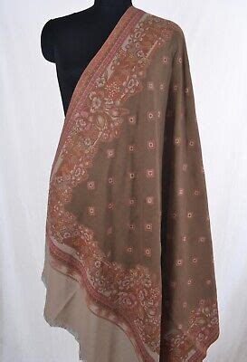 Sober Shawl Reversible Handwoven Jacquard Wrap Wool Blend Jamavar