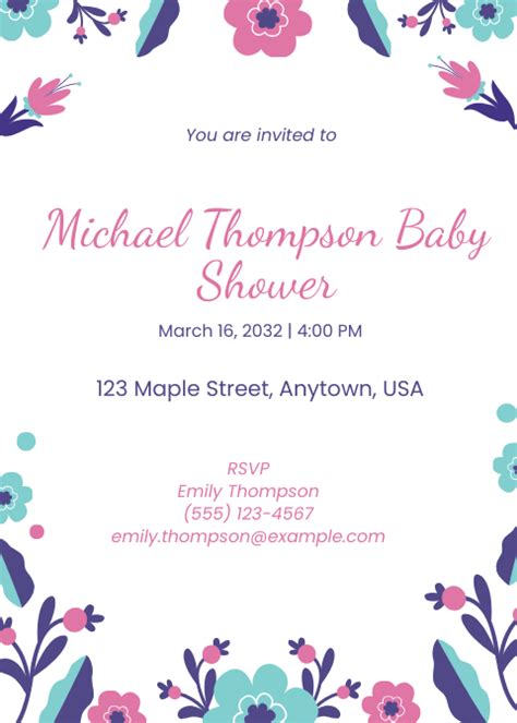 Floral Gender Neutral Baby Shower Invitation Template Edit Online