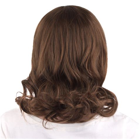 Mapofbeauty 16 Inch40 Cm Short Side Bangs Medium Curly Wig Brown