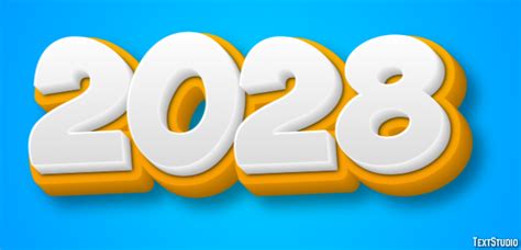 2028 Text Effect and Logo Design Number