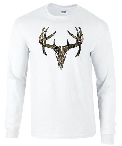 Camo Deer Skull Camouflage Hunting Long Sleeve T Shirt Ebay