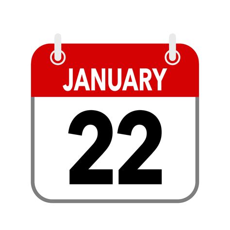 22 January Calendar Date Icon On White Background 25554087 Vector Art