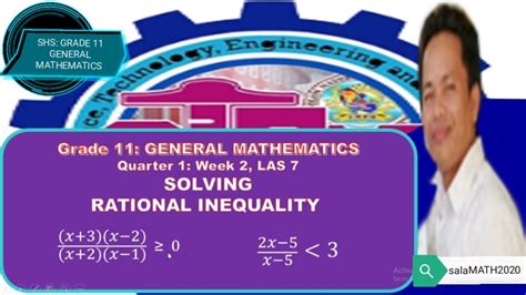 Solving Rational Inequalitygeneral Mathematics Salamath2020 Youtube