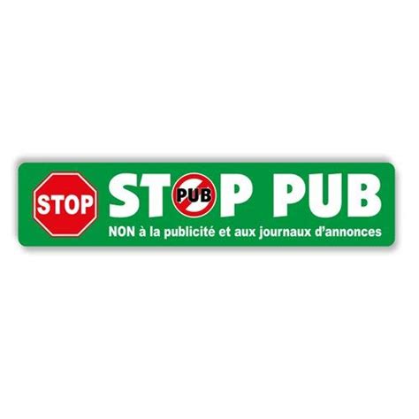 Autocollant Stickers Vert Stop Pub Pas De Publicit Bo Te Aux Lettres